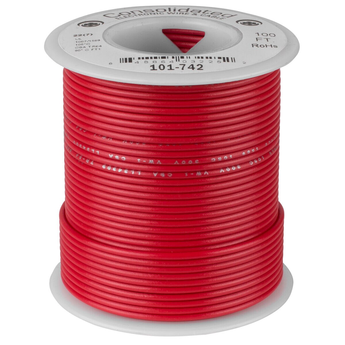 Consolidated 22 AWG Red Stranded HookUp Wire 100 ft.